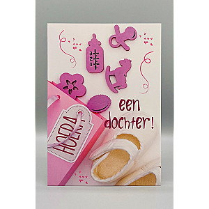 Wenskaarten Geboorte (mix D/Z); 5 verschillende kaarten
