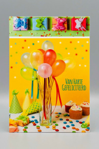 Ansichtkaarten Gefeliciteerd; 4 jongen + 4 meisje