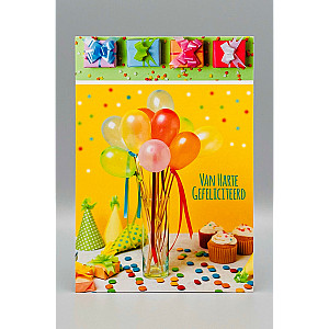 Ansichtkaarten Gefeliciteerd; 4 jongen + 4 meisje